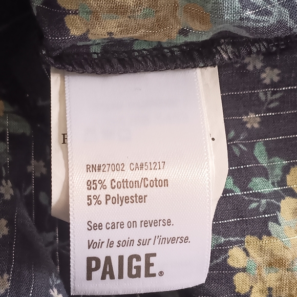 Paige Laramie Navy Floral Cotton Blouse with Tassel Tie Boho Short Sleeve M - Picture 7 of 7